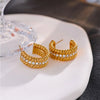 Geometric Weave Gold Hoop Earrings with Cubic Zirconia – 18K Gold Plated