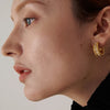 Geometric Weave Gold Hoop Earrings with Cubic Zirconia – 18K Gold Plated