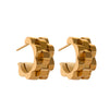 Textured Geometric Hoop Earrings – 18K Gold Plated Stainless Steel