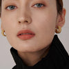 Geometric Weave Gold Hoop Earrings with Cubic Zirconia – 18K Gold Plated